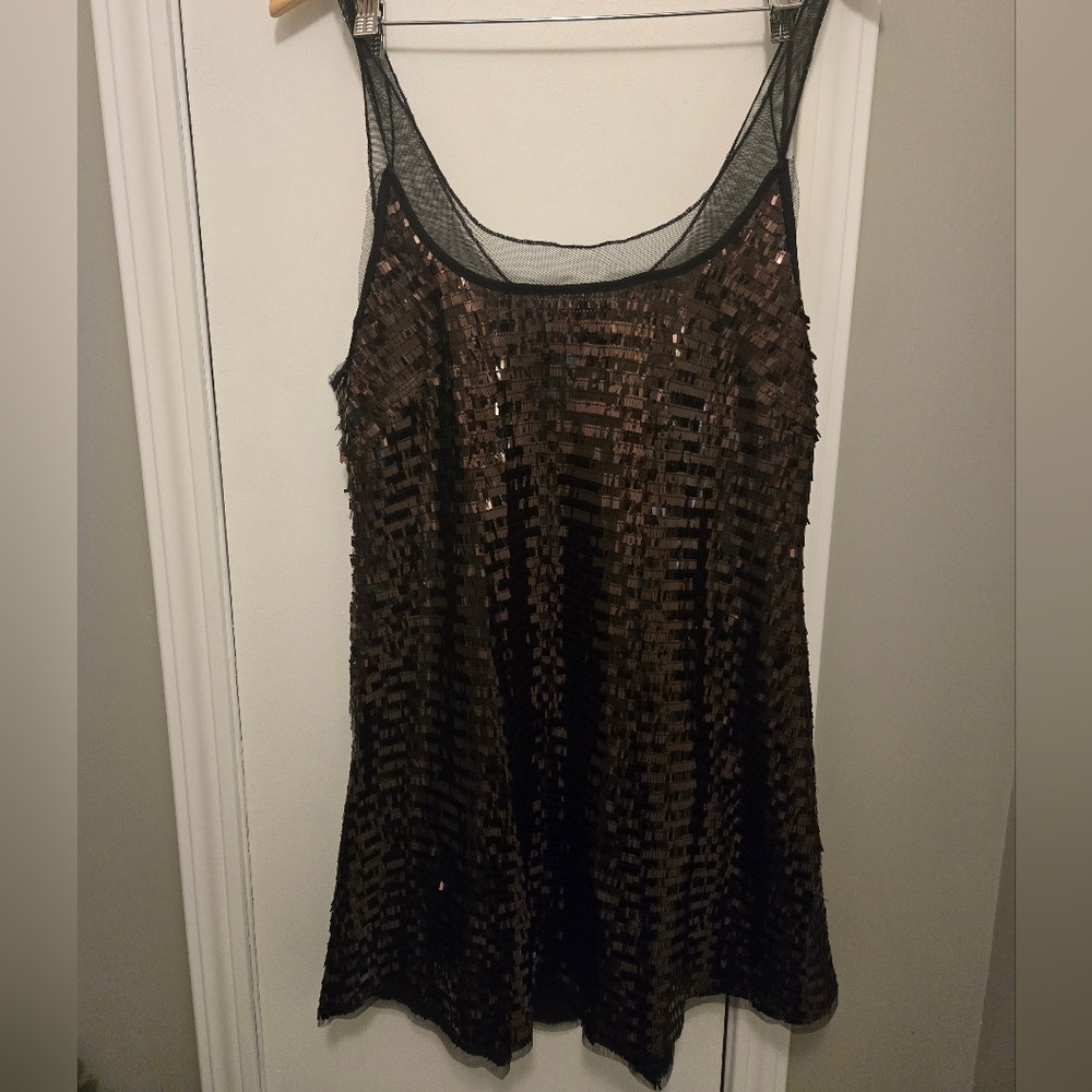Free People Intimately Disco Fever Mini Slip Chocolate Brown/Black Combo Large - Picture 5 of 14